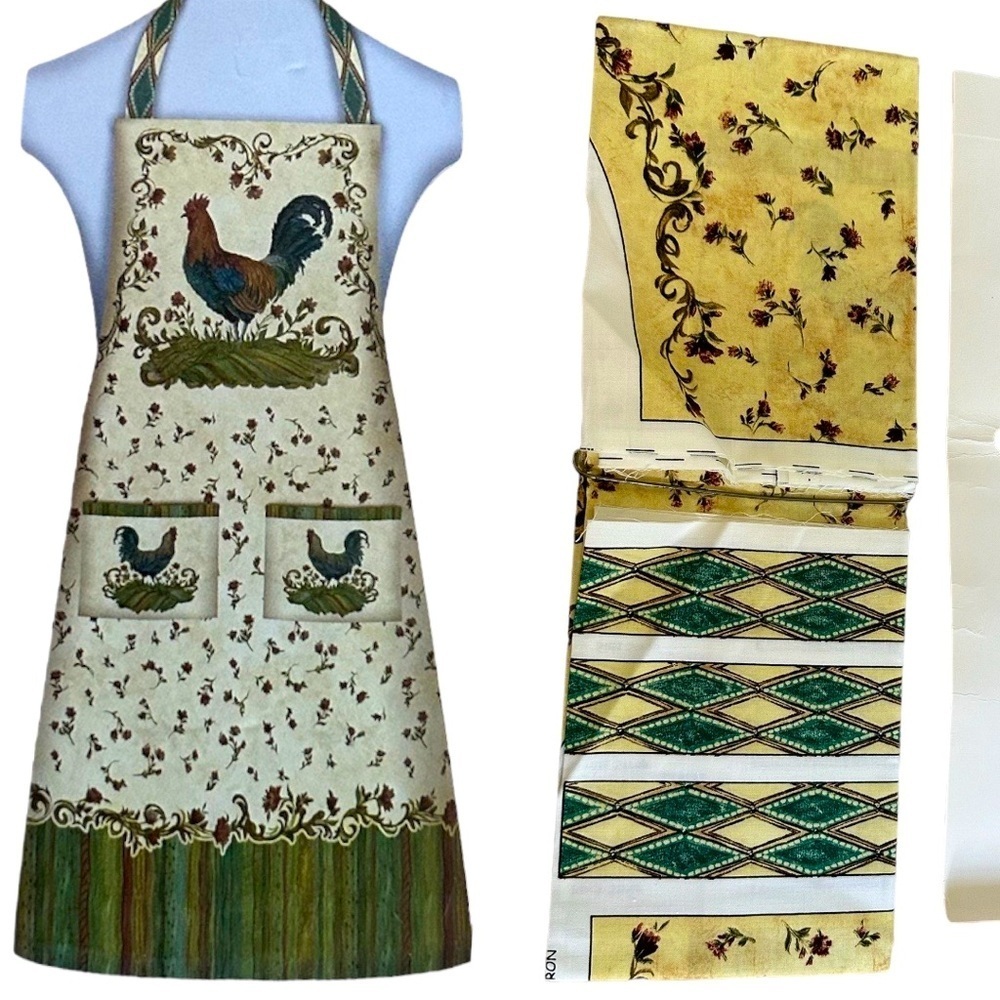 New Retro Rooster Apron Dress DIY Sewing Pattern Kit Farmhouse Vintage Cotton